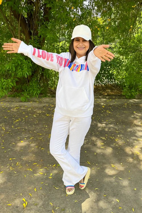I LOVE YOU THIS MUCH Hoodie — for couples who love effortlessly matching in style XOVRA® - XOVRA.IN